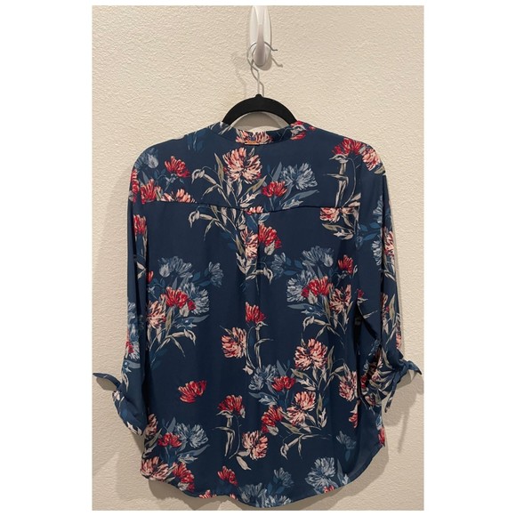 IVANKA TRUMP Blue Floral Chiffon Buttons Blouse - Picture 4 of 4